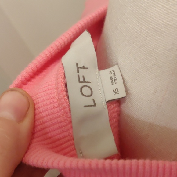 Loft Light Bubblegum Pink Puff Sleeve 100% cotton Sweatshirt Size Xs - Picture 7 of 8